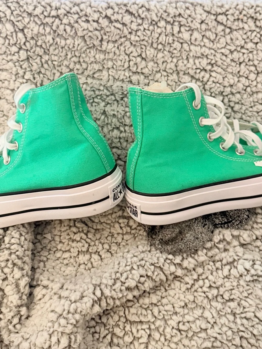 Converse High Top Platform Sneakers in Bright Green and White